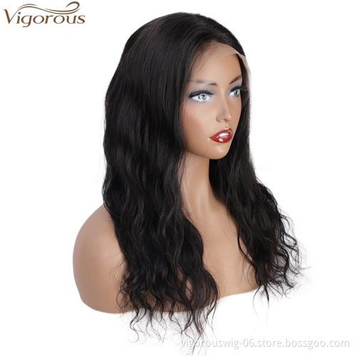 Vigorous High Quality Lace Frontal Human hair Wigs Long Water Wavy Black Middle Part Wigs Women 26 Inches Wigs